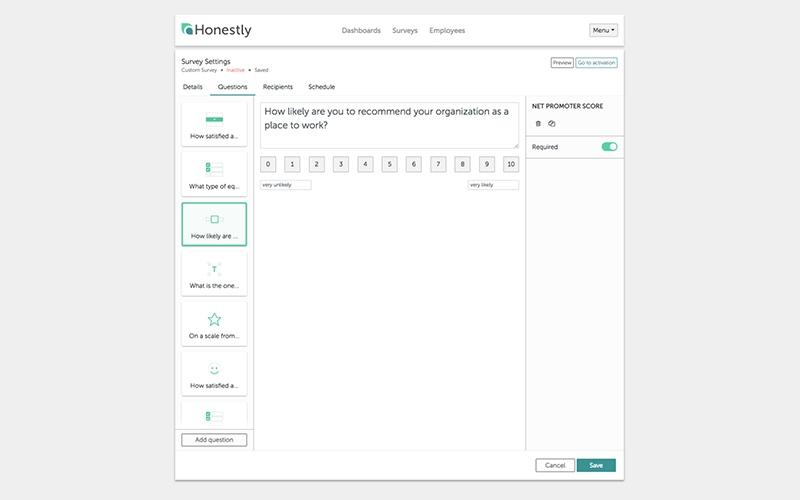 Honestly Survey Settings