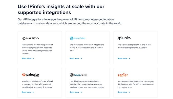 IPinfo Snowflake, Maltego, Zapier and more