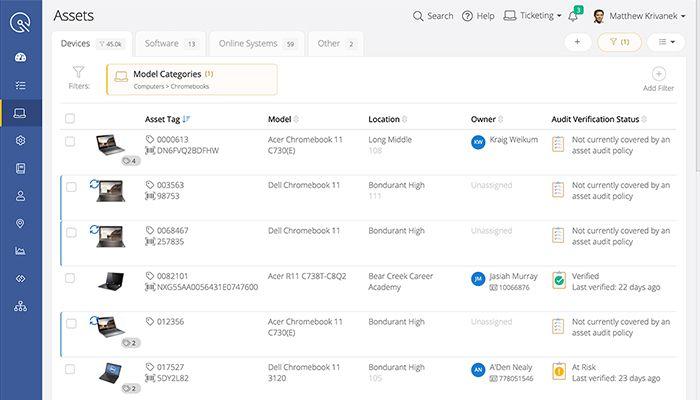Incident IQ View student assets by Chromebooks