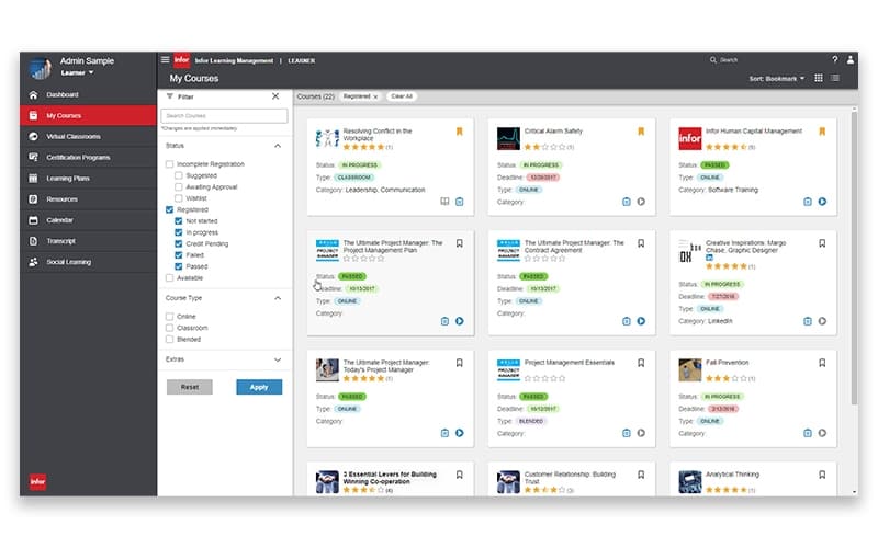 Infor Learning Management System (LMS) My Courses