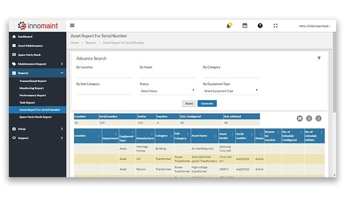 InnoMaint Asset Reports