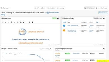 IntakeQ Customizable practice dashboard
