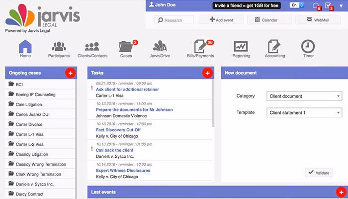 Jarvis Legal Dashboard