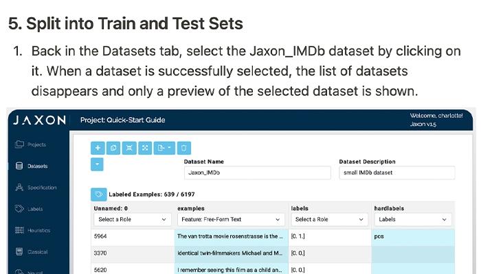Jaxon-ai Splitting and Training sets