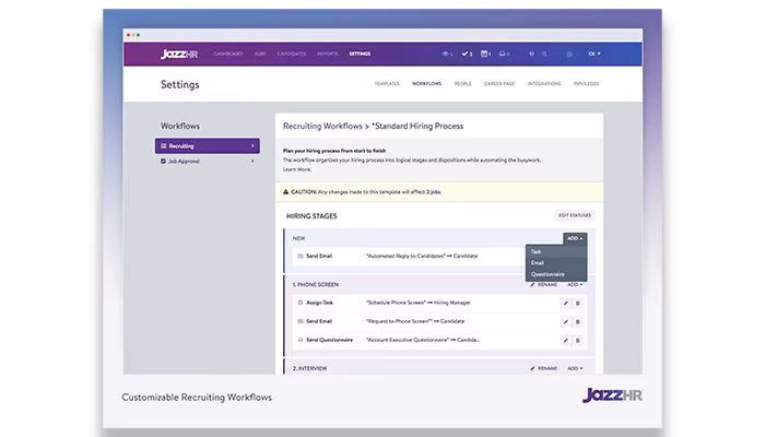JazzHR Customize workflows to reflect stages in your hiring process