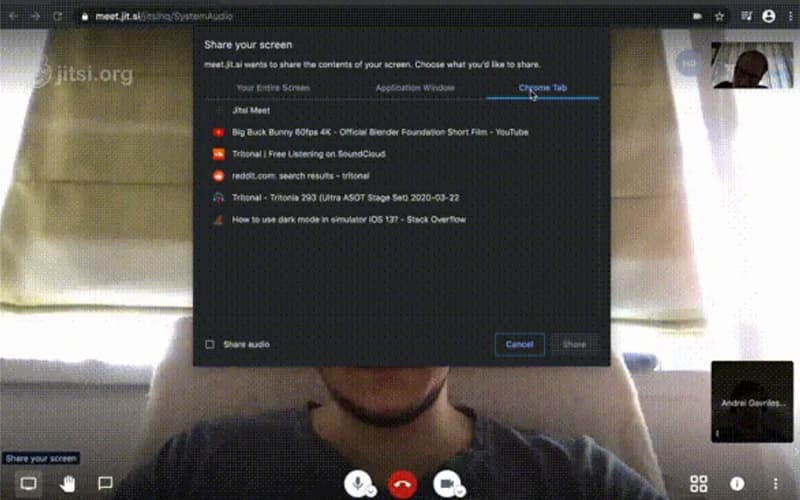 Jitsi Meet Screen Sharing