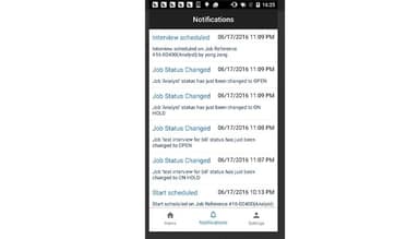 JobDiva receive notification