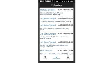 JobDiva receive notification