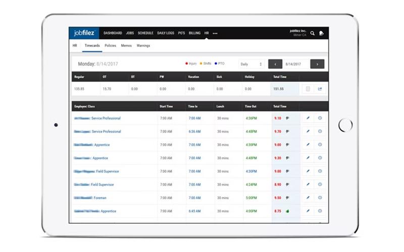 JobFilez Timecards