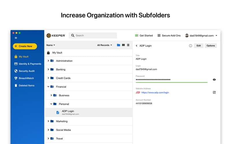 Keeper Increase Organization with Subfolders