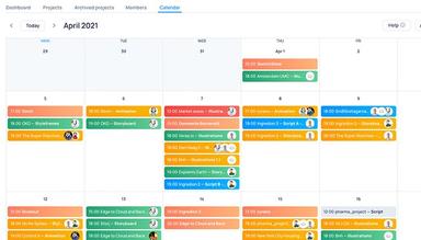Calendar View with start and end date for every task, as well its assignee and status