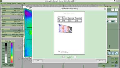 Export earthworks summary
