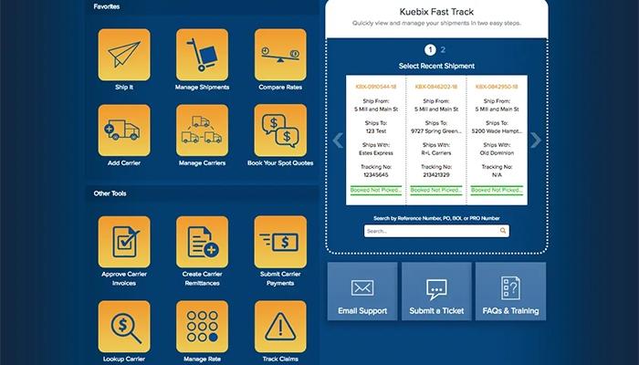 Kuebix-TMS-Home-screen