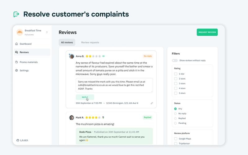 Laika Resolve Customer Complaints