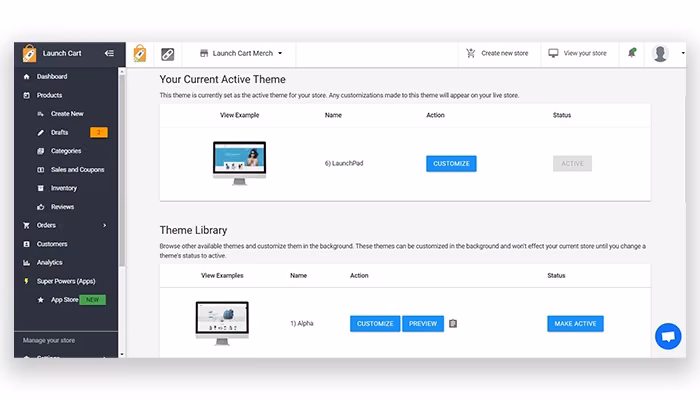 Launch Cart Customize Your Theme with the Editor
