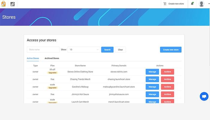 Launch Cart Manage Unlimited Stores from One Account