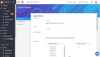 Launch Cart Export Customer Data with the Export Wizard