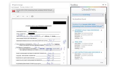Law Tool Box Extract Deadlines