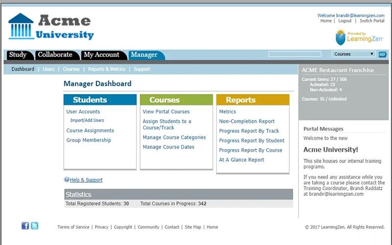 LearningZen Manager Dashboard