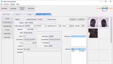 Liberty React Maintain products listed online, create product variants for retail products with multiple color and size variations