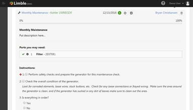 Limble CMMS Turn standard operating procedures into interactive checklists