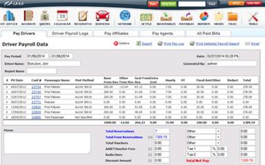 Limo Anywhere Drivers Payroll Data