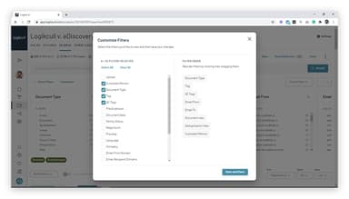 Logikcull Customize Filters for Efficiency