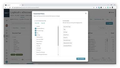 Logikcull Customize Filters for Efficiency
