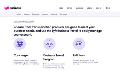 Lyft Business Home Page