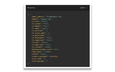 MailboxValidator API validation result