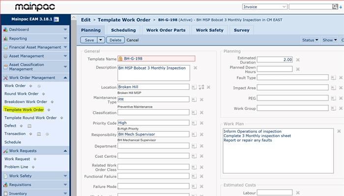 Mainpac EAM Work Order