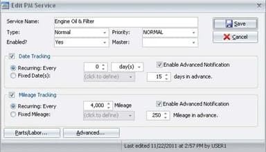 Maintenance Edit PM Service
