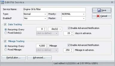 Maintenance Edit PM Service