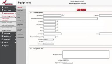 MaintiMizer Add Equipment view