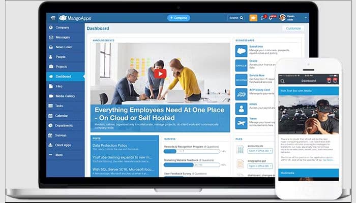 MangoApps Employee dashboard