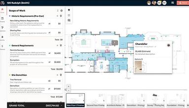 Materio’s projects are built on floor plans where you can improves the accuracy of your estimates by creating scope items directly on the plans