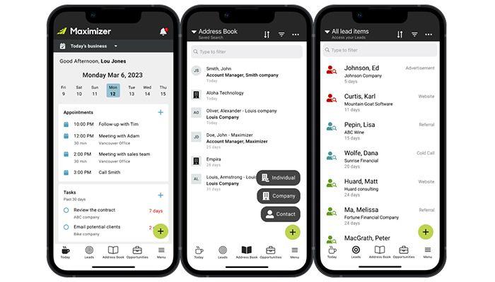 Maximizer CRM Our feature-rich mobile app allows you to manage your schedule, update your pipeline, and connect with customers while on the go!