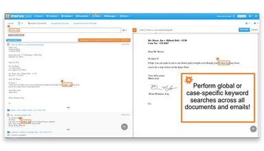 MerusCase Document Search Tool with text stickers