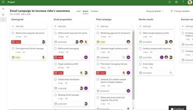 Microsoft Project Email campaign board