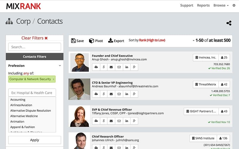 MixRank Contacts
