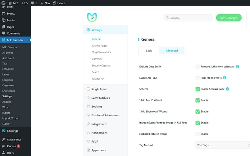 Modern Events Calendar Backend Design