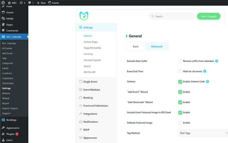 Modern Events Calendar Backend Design