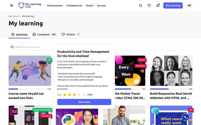 My Learning Hub Upcoming Courses