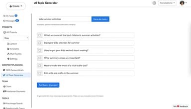 Narrato Workspace Generate content with AI