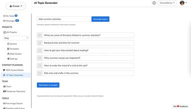 Narrato Workspace Generate content with AI