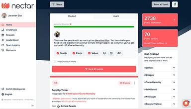 Nectar home page social feed