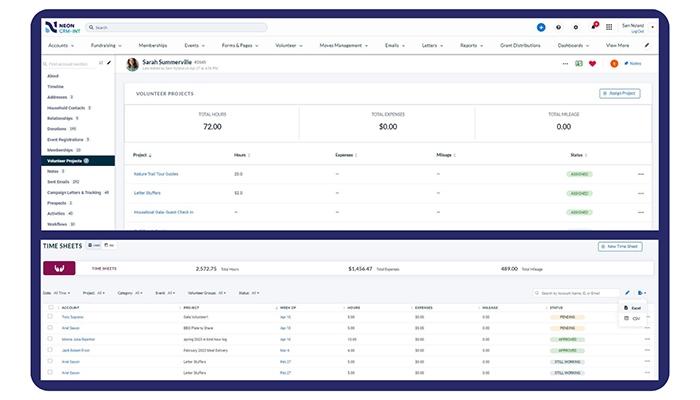 Neon CRM Volunteer Management