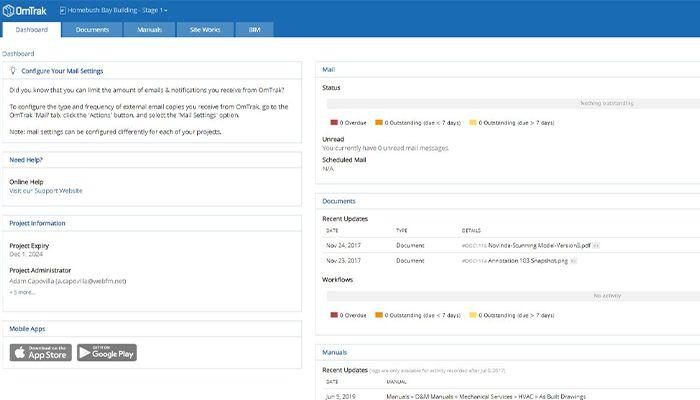 OmTrak dashboard