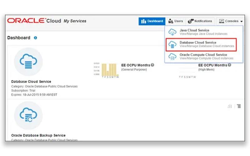 Oracle Database Cloud Dashboard