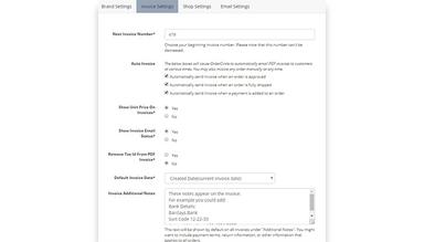 OrderCircle invoice settings